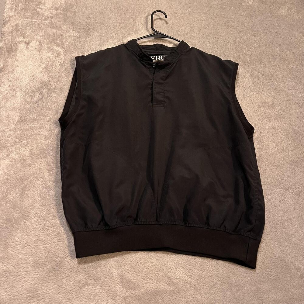 Zero Restriction Golf Vest Mens Medium Black Snap Neck Windbreaker Pullover USA